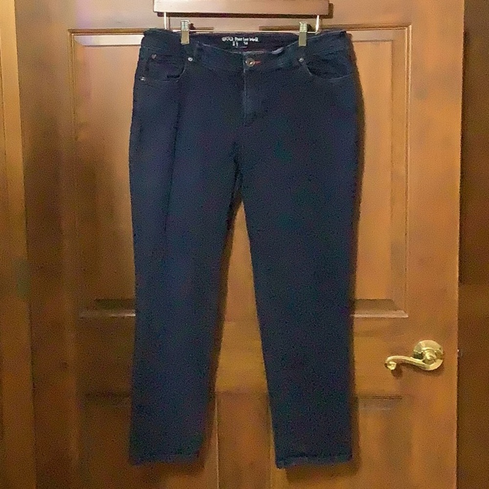 Peace Love World Dark Blue Jeans
